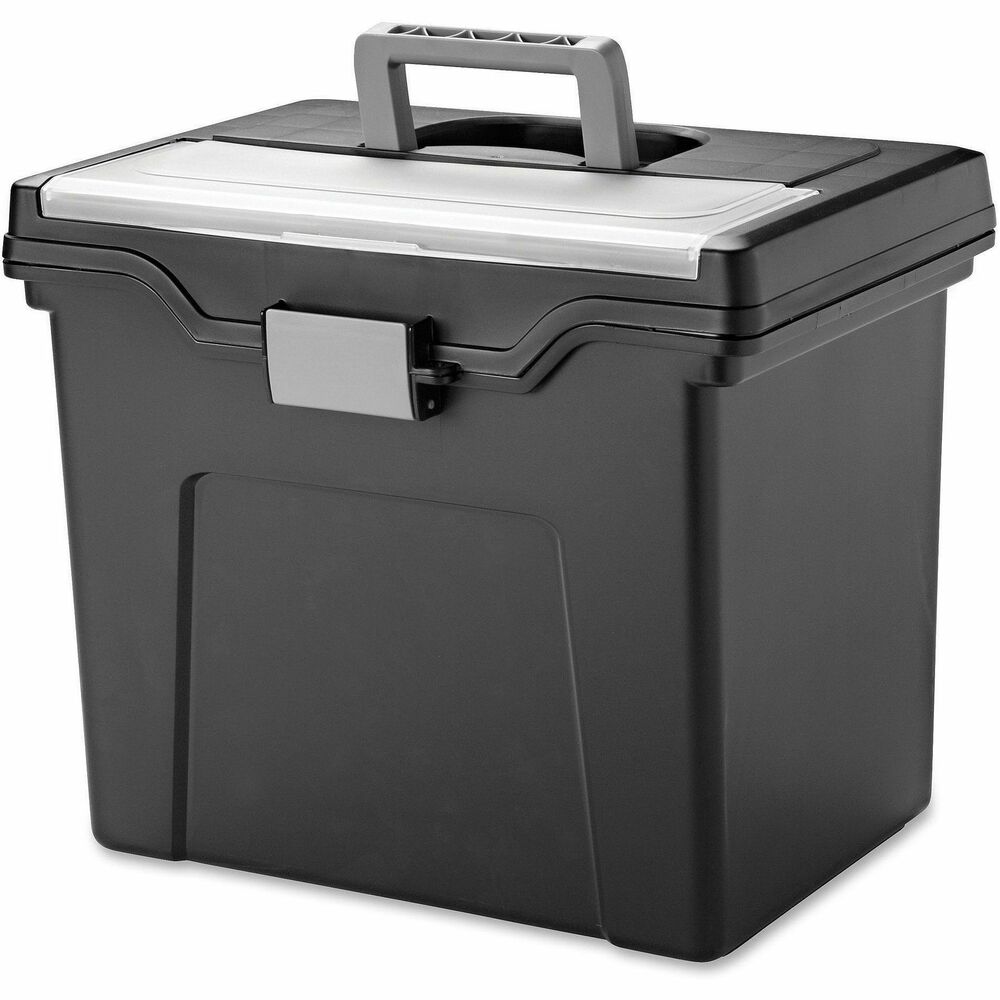 IRS110977 - File box with organizer lid keeps your files protected and organized at home, in the office or car. You can also secure your pens, business cards and filing essentials in the built-in organizer lid. File box is designed to hold letter-size hanging files. Handle offers convenient portability, and the sturdy buckle keeps the lid tightly secure. More from the Manufacturer