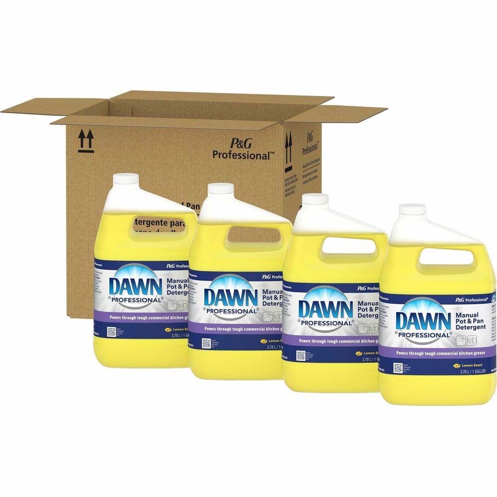 PGC57444 - Formulated for the foodservice environment, Dawn Professional Manual Pot and Pan Detergent helps remove greasy food soils from pots, pans and utensils with the grease-fighting power of Dawn. Long-lasting suds clean more dishes per sink, reduce sink changeover and save hot water vs. leading brand. You can also use on tough jobs in three-compartment sinks, food-contact surfaces, countertops, dining room tables, windows, tile walls and smallwares.