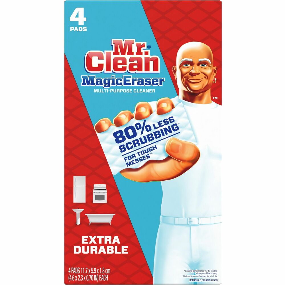 PGC82038 - Mr. Clean Magic Eraser Extra Durable offers 50 percent more strength than Original Magic Eraser so everyone can clean a tough mess with ease. Its water-activated micro-scrubbers reach into the surface grooves, lifting away built-up dirt. Eraser is so tough that each swipe removes more grime than the leading all-purpose bleach spray cleaner. It has no harsh chemicals.