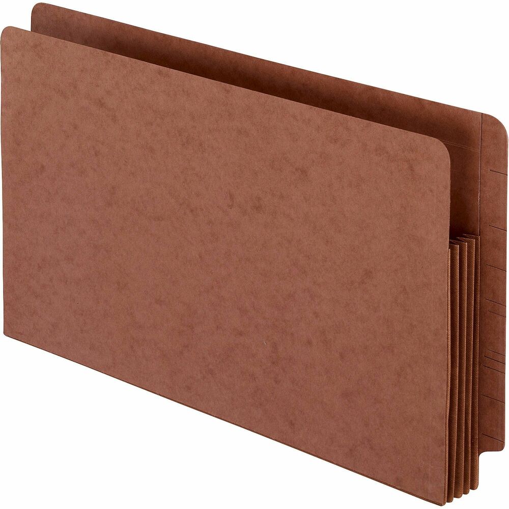 PFX95545 - Heavy-duty file pockets expand to give you the room you need for growing projects. Reinforced, tear-resistant gussets extend 7/8" into panels. Front panel folds down so you can access papers easier. Pocket design with closed sides protects contents. Straight-cut, end tab is perfect for use in end-tab shelving systems. Legal-size pockets are made of extra heavy-duty, acid-free, 17 point red fiber stock. The 3-1/2" capacity holds up to 700 sheets.