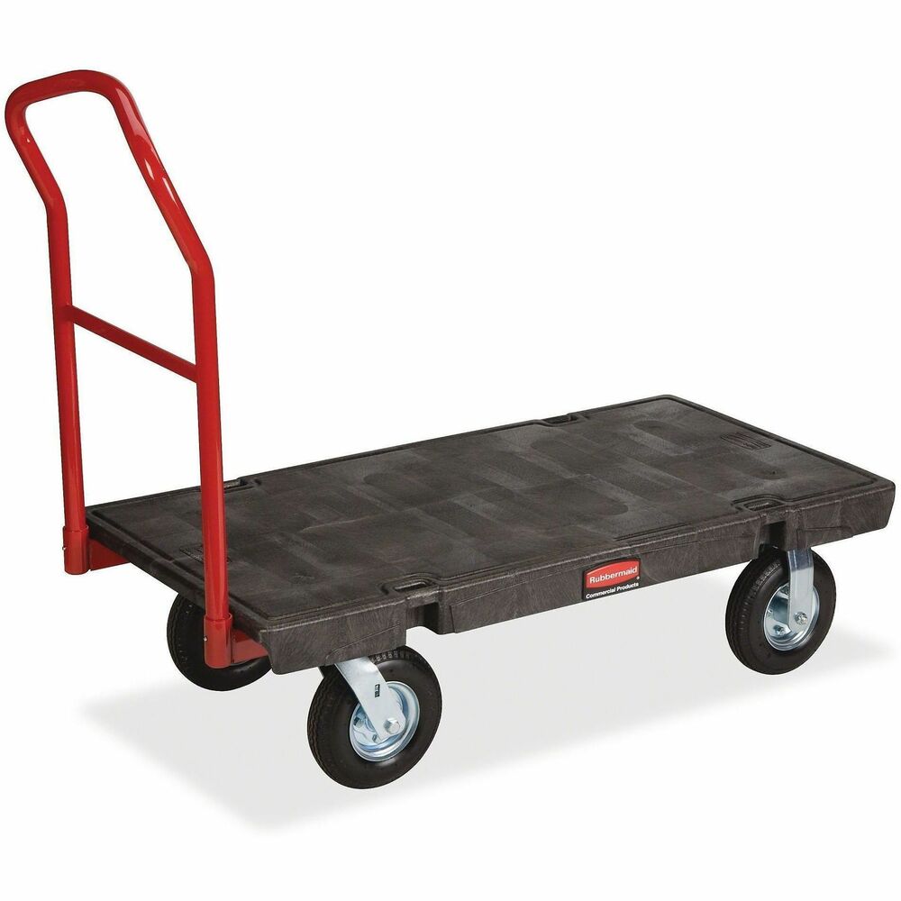 RCP443600BLA - Ideal for moving large, heavy loads in almost any environment, this heavy-duty platform truck features an ergonomic push handle that improves control and worker safety. Duramold, precision-engineered resin and metal composite structure provide unsurpassed durability and service life. Four molded-in, tie-down slots allow better load retention. Textured deck surface keeps loads in place to reduce load slippage. Perimeter deck channel retains small items. For built-in safety, retainer clips prevent unintended handle removal. Powder-coated steel handle/frame creates a hard finish that is far tougher than conventional paint so it's virtually maintenance-free. Platform truck includes two fixed casters and two swivel casters for optimal control and maneuverability.
