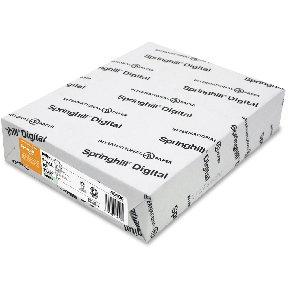 Springhill Multipurpose Cardstock - Green - 92 Brightness - Letter - 8 1/2" x 11" - 90 lb Basis Weight - Smooth, Hard - Acid-free - Green - 250 / Pack