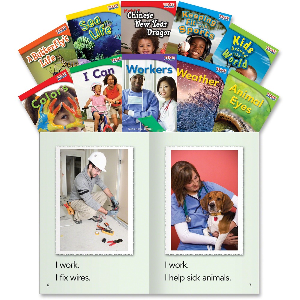 SHL16097 - Offer a fun and natural progression in reading with these colorful books that feature content from TIME For Kids, and science and social studies themes. Children will want to read these books that include familiar concepts, high-interest content and a variety of colorful graphics. Books are designed for first-graders.