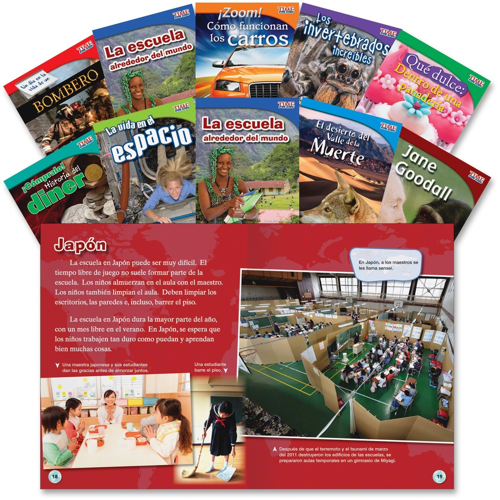 SHL16112 - This set provides a transition to upper level reading and motivate discovery with inspiring science and social studies topics. Each book, written in Spanish, features TIME For Kids content with challenging text and vocabulary and high-quality photos and graphics. Books are designed for third-graders.