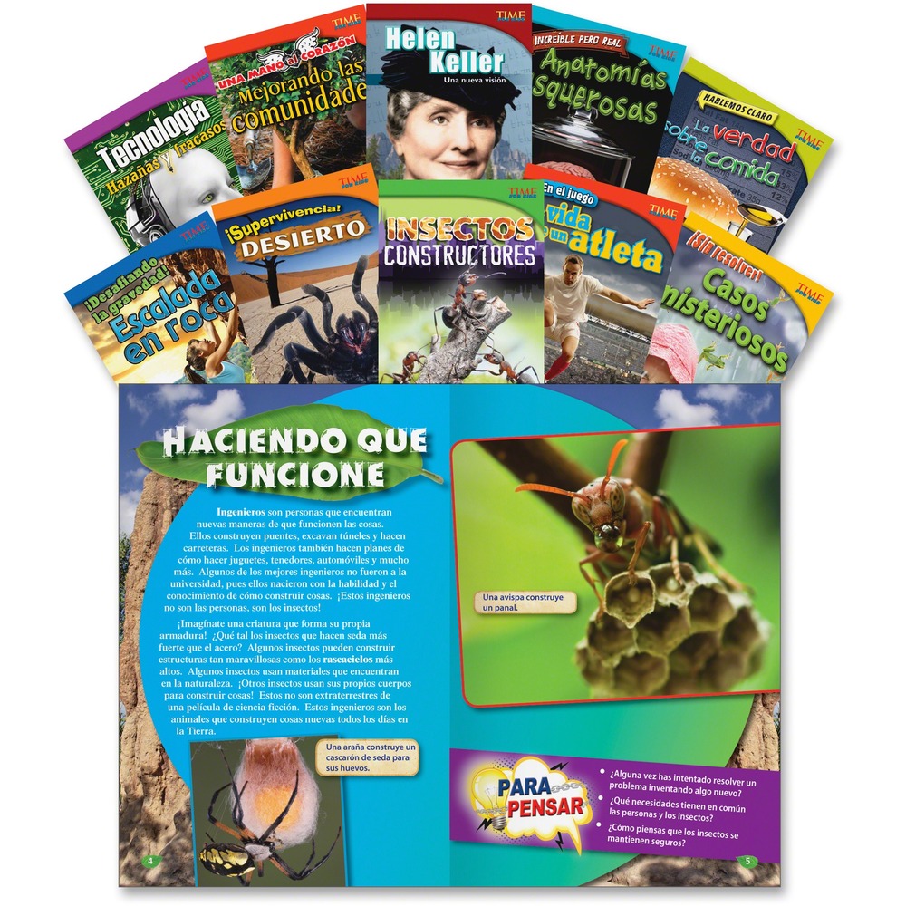 SHL18384 - Make discovery fun with these inspiring books written in Spanish. Each book features engaging layouts, TIME For Kids content, high-interest photographs, informational text, vocabulary and sidebars. Books are designed for fourth-graders.