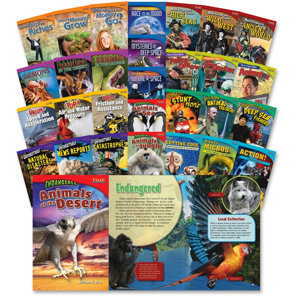 SHL18385 - Engaging book collection offers a perfect way to supplement your reading program, build your classroom library and enhance your intervention program. High-interest, nonfiction books help develop comprehension skills with cross-curricular content, challenging information text and key vocabulary. Colorful books feature content from TIME For Kids with themes from science, mathematics and social studies. Book set is designed for fifth-graders.