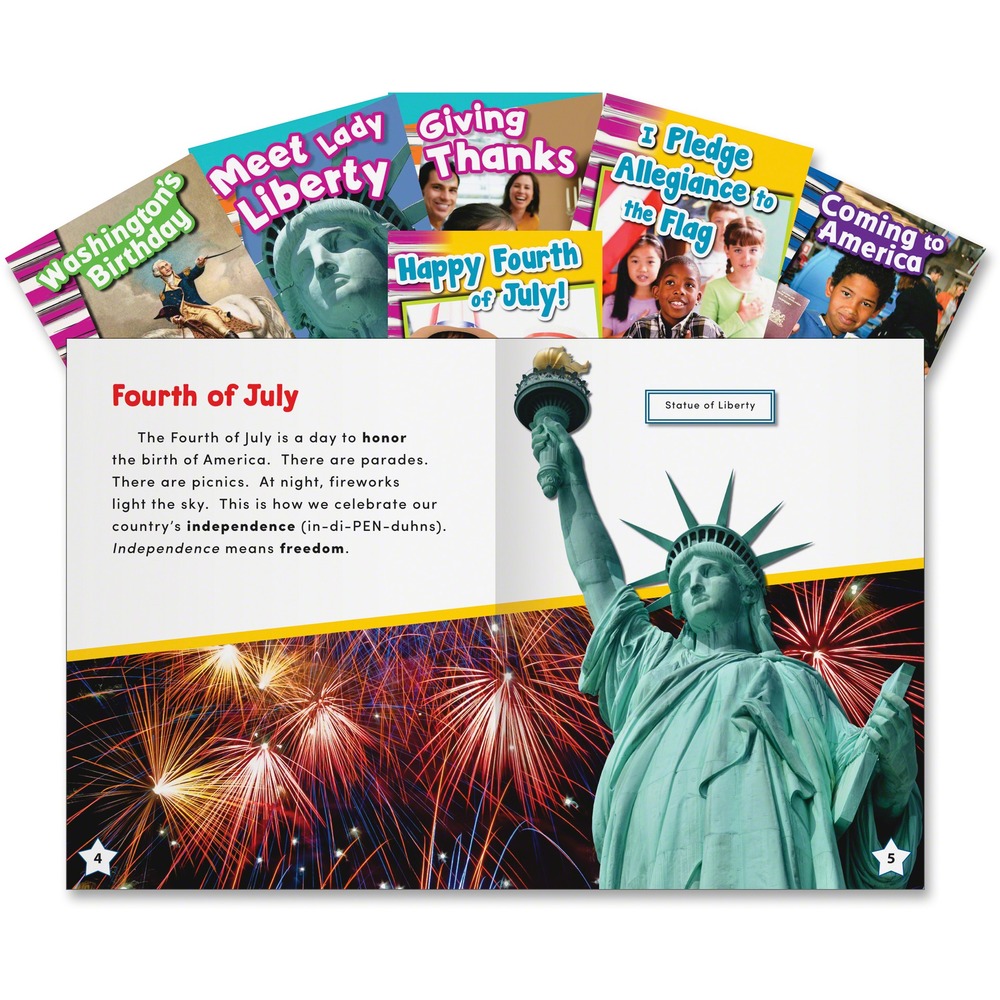 SHL21889 - Young readers will be enthralled to learn all about their country with this six-book collection. Readers are introduced to topics such as the Statue of Liberty, Independence Day, Immigration and more. Set features simple text, stunning images and a helpful glossary and index.