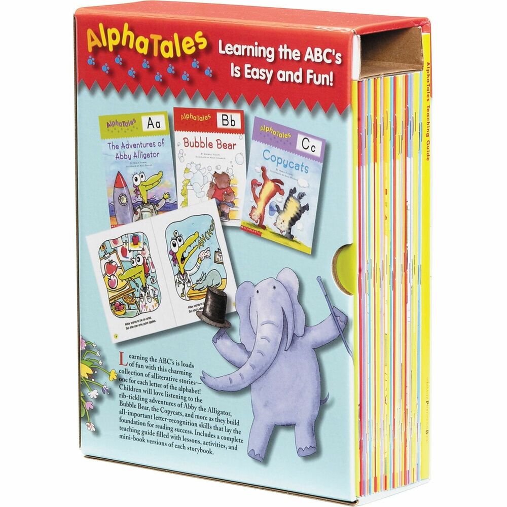 SHS0545067642 - Learning the alphabet is loads of fun with this totally charming collection of alliterative stories. Children will love listening to the rib-tickling adventures of Abby the Alligator, Bubble Bear, the Copycats and more as they build all-important, letter-recognition skills that lay the foundation for reading success. Each book features an irresistible story, hide-and-seek picture page and rhyming letter poem to ensure children get lots of practice with every letter. Complete teacher's guide is filled with easy lessons, teacher-tested activities and mini-book versions of all 26 books so each child can take home their very own set. Box set is designed for children in preschool and first-grade.
