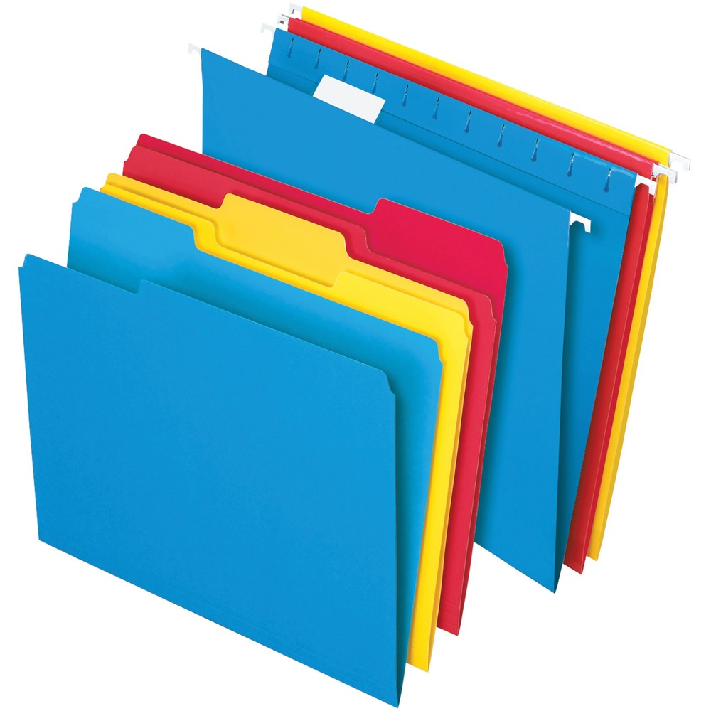 PFX16157 - File folders feature a bright, solid color that allows you to color-code your documents to keep everything efficiently organized. Both 1/5-cut and 1/3-cut folders are included to provide more options to store your important materials. Included tabs and inserts let you label each hanging file folder to quickly find the items you need. File folders are perfect for storing files in offices, homes, schools and more.