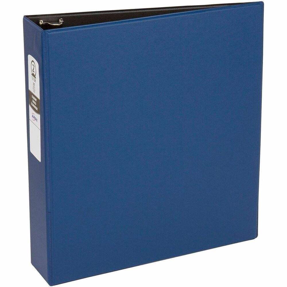 AVE03500 - For convenient organization of your documents, it doesn't get much simpler than this handy Economy Binder. Metal round rings mounted on the spine hold your letter-size papers securely in place to let you flip through notes, reports and more without getting your pages out of order. Binder is ideal for your class notes, employee handbooks and other important papers. 2" ring capacity holds up to approximately 375 sheets. Slip loose pages into the two interior pockets for easy access later. Each pocket holds up to 20 sheets. The blue matte cover and spine combine with a black matte interior to reduce glare. Binder also features concealed rivets for a professional appearance, vinyl construction and a sturdy chipboard core. More from the Manufacturer