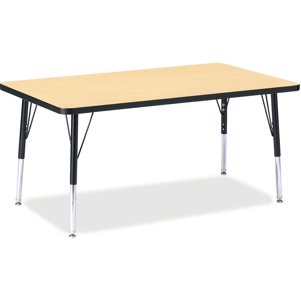 JNT6473JCE011 - Let children safely work on their favorite arts and crafts on this rectangular activity table. Laminate is durable and features an easy-to-clean surface. TRUEdge is permanently thermo-fused to the edges to prevent them from chipping. Extra-safe, dual-screw steel legs allow you to easily adjust the height of the table. Adjustable legs can be repositioned to provide maximum comfort for children. Leg guides reduce squeaks, prevent snags and eliminate rusting.