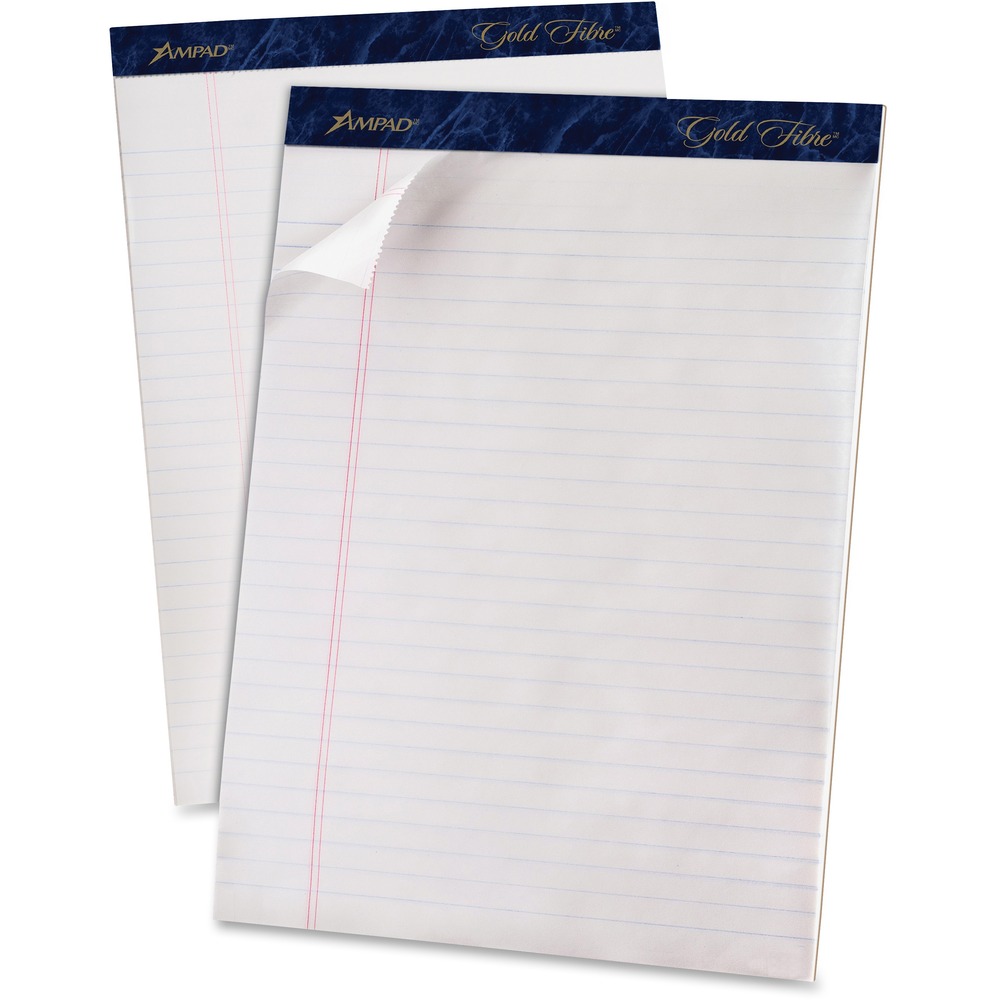 TOP20031R - Perforated pad is ideal for office and home use. Watermarked paper will not bleed through. Dark blue binding at top is stapled and glued. Extra-thick, chipboard back offers stiff support when writing. Sheets are microperforated for clean separation. Pad contains 50 legal/wide-ruled sheets of 20 lb. white paper. Each letter-size sheet has 11/32" line spacings and a 1-1/4" left margin.