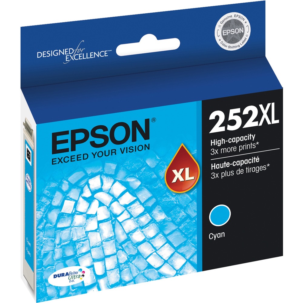 EPST252XL220S - High-capacity ink cartridge delivers brilliant results in your Epson WorkForce Pro WF-3620, WF-3640, WF-7610, WF-7620 and WF-7110. Design allows you to replace only the color you need with individual ink cartridges. Only one set of cartridges is needed to print amazing documents and great photos so no need to spend additional money on specialized cartridges to print on either plain or photo paper. For worry-free handling, the revolutionary DURABrite Ultra Ink produces smudge-resistant, fade-resistant and water-resistant prints that look brilliant on both plain and glossy photo paper. Each cartridge yields approximately 1,100 pages.