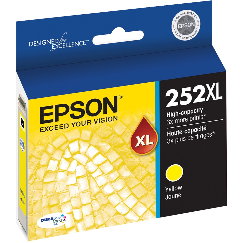 EPST252XL420S - High-capacity ink cartridge delivers brilliant results in your Epson WorkForce Pro WF-3620, WF-3640, WF-7610, WF-7620 and WF-7110. Design allows you to replace only the color you need with individual ink cartridges. Only one set of cartridges is needed to print amazing documents and great photos so no need to spend additional money on specialized cartridges to print on either plain or photo paper. For worry-free handling, the revolutionary DURABrite Ultra Ink produces smudge-resistant, fade-resistant and water-resistant prints that look brilliant on both plain and glossy photo paper. Each cartridge yields approximately 1,100 pages.