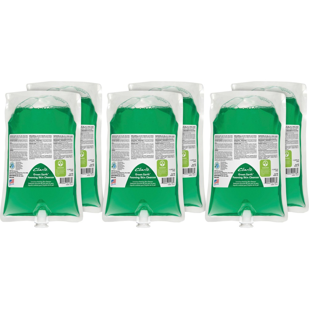BET7812900 - Green Earth Foaming Skin Cleanser refill for Clario Dispensers meets EcoLogo certification requirements and complies with FDA and CDC standards for handwashing. It is certified for performance, limited VOCs and reduced toxicity by Green Seal. Thick, rich luxurious foam provides a pleasant handwashing experience and cleans light to medium soils. Gentle to hands, the cleanser maintains skin health and is recommended for frequent handwashing. Formulated with emollients to moisturize the skin, this cleanser will not cause dryness or irritation. Sealed packaging keeps premium skin cleanser free of contaminants, and the design allows 99 percent product evacuation. More from the Manufacturer