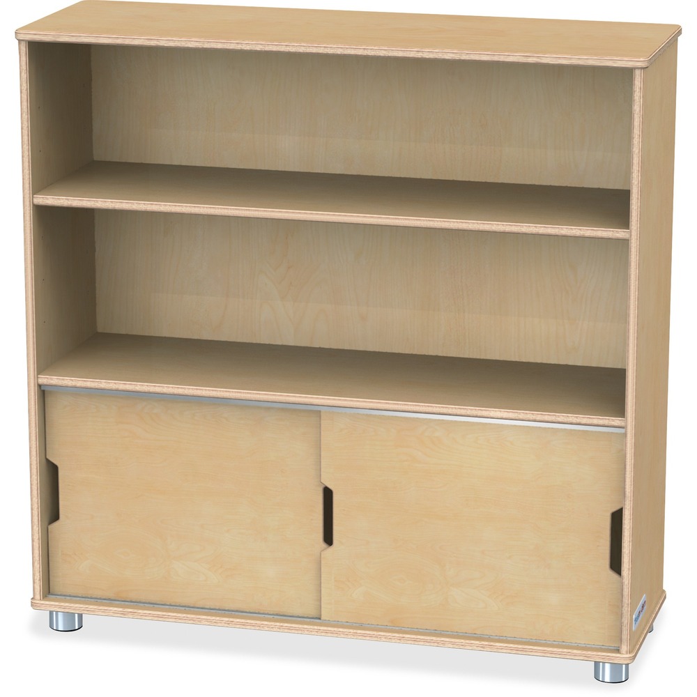 JNT1723JC - Bookcase features multifunctional storage for heavy books. Bottom storage area helps reduce clutter and allows items to be hidden behind two sliding doors. Shelves can be easily adjusted to provide a customizable fit. Anodized aluminum feet provide durable function and a modern feel. KYDZSafe rounded edges allow children to play safely without getting hurt by sharp edges or corners. Dowel-pin construction prevents weakening at the joints.