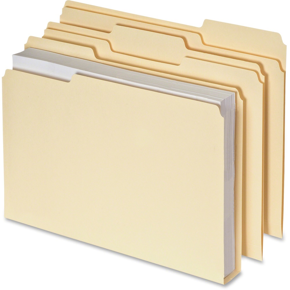 PFX54459 - Double Stuff File Folders have twice the capacity of standard folders to give you filing flexibility to stuff over time or right away. Each folder holds more than 250 sheets of letter-size papers. 1/3-cut tabs come in all three tab positions for easy access. Folders are made of sturdy, 11 point, acid-free paper.