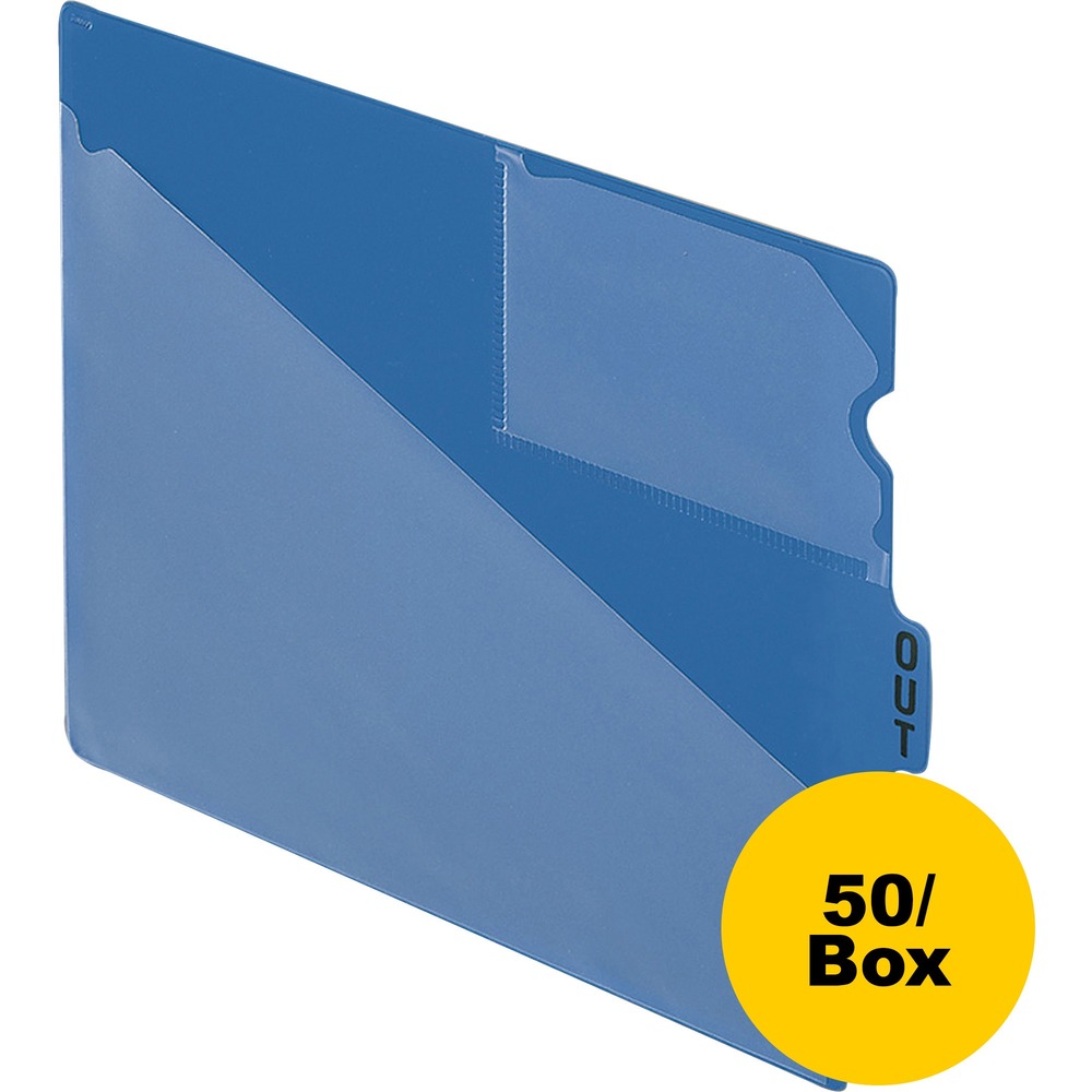 PFX13542 - Put these guides in place of file folders that are removed from a filing cabinet, as a reminder that the file folder is missing, and as a guide for where to put it when it is returned. They are made of extra-durable vinyl for heavy office use. Each features a center-cut tab with the word "Out" printed on it. Use the 3" x 5" pocket for an index card or charge out slip. Each includes a diagonal pocket for materials that need to be filed in the missing file folder once it gets returned.