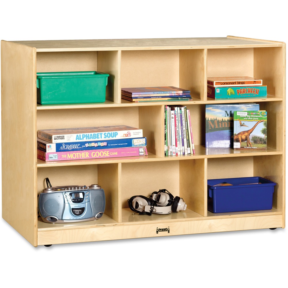 JNT3291JC - Maximize storage and organize any space with this double-sided storage shelf. Identical front and back provide easy access to toys, books and more. MAXBrackets allow the art center to be moved effortlessly from room to room without causing stress on the wheels and brackets. Wheels are made of hard rubber and won't leave black marks on your floor. Kickplate prevents children from losing small items underneath. KYDZSafe rounded edges allow children to play safely without getting hurt by sharp edges or corners. Dowel-pin construction prevents weakening at the joints. Ultraviolet acrylic coating is durable and resists yellowing over time.