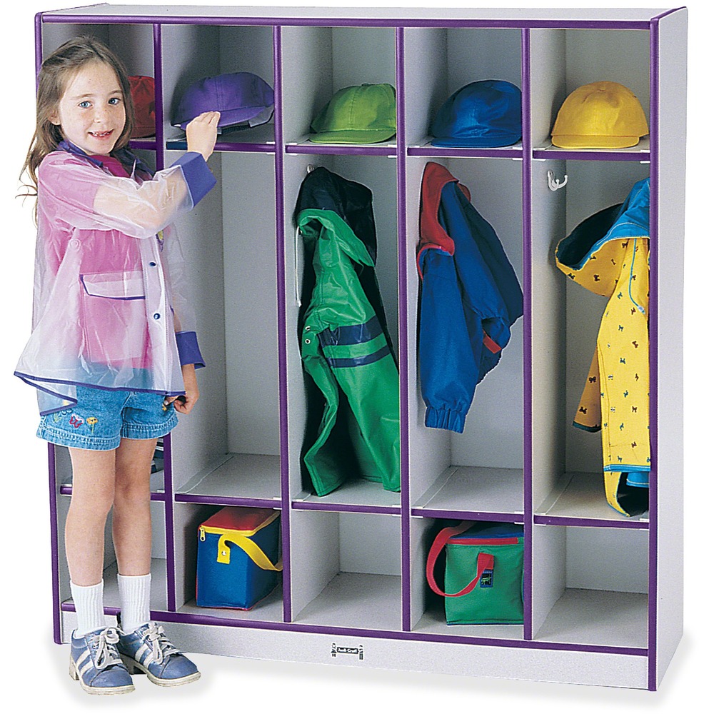 JNT2681JCWW004 - Five-section coat locker features double coat hooks in each section to hang jackets, backpacks and more. Top and bottom shelves provide additional space for boots and lunch boxes. Laminate is durable and features an easy-to-clean surface. KYDZSafe rounded edges allow children to play safely without getting hurt by sharp edges or corners. Kickplate prevents children from losing small items underneath. TRUEdge is permanently thermo-fused to the edges to prevent chipping. Dowel-pin construction prevents weakening at the joints. Standard Write-n-Wipe recessed backs can be easily wiped clean.