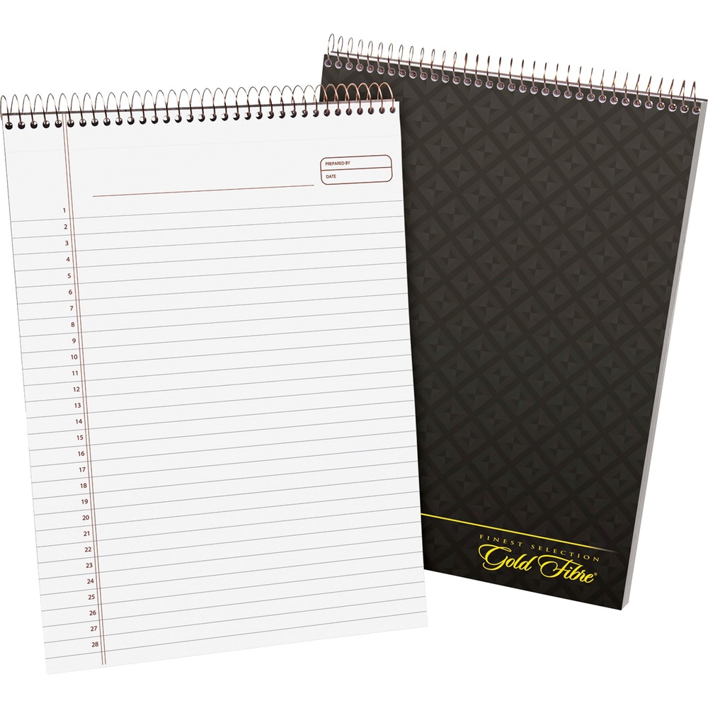 TOP20813 - Wirebound pad contains 70 sheets of smooth, 20 lb. white paper with numbered lines and space for project headings for quick reference. Each sheet is legal/wide-ruled with 11/32" line spaces and a 1-1/4" left margin. Microperforations allow easy removal. Design includes an extra-stiff, 80 point back.