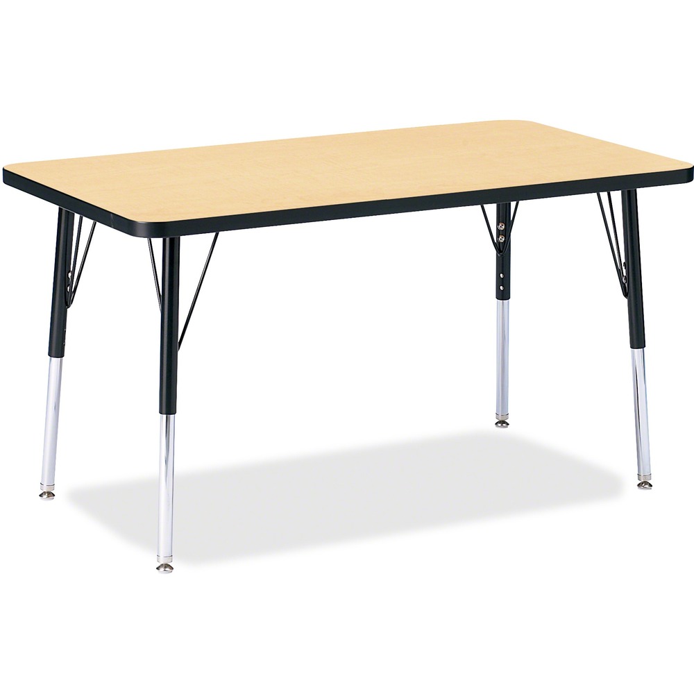 JNT6478JCA011 - Rectangular activity table for adults is perfectly sized to let you work comfortably. Laminate is durable and features an easy-to-clean surface. TRUEdge is permanently thermo-fused to the edges to prevent chipping. Extra-safe, dual-screw steel legs allow you to easily adjust the height of the table. Powder-coated, adjustable legs can be repositioned in 1" increments to provide maximum comfort. Leg guides reduce squeaks, prevent snags and eliminate rusting.