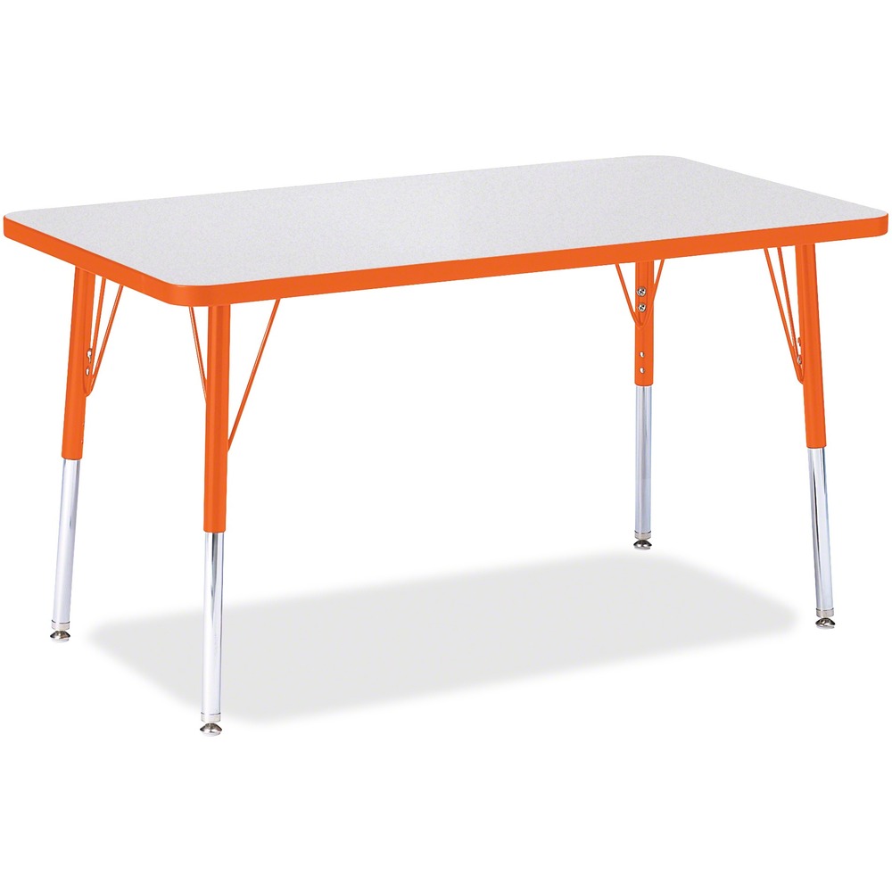 JNT6478JCA114 - Rectangular activity table for adults is perfectly sized to let you work comfortably. Laminate is durable and features an easy-to-clean surface. TRUEdge is permanently thermo-fused to the edges to prevent chipping. Extra-safe, dual-screw steel legs allow you to easily adjust the height of the table. Powder-coated, adjustable legs can be repositioned in 1" increments to provide maximum comfort. Leg guides reduce squeaks, prevent snags and eliminate rusting.