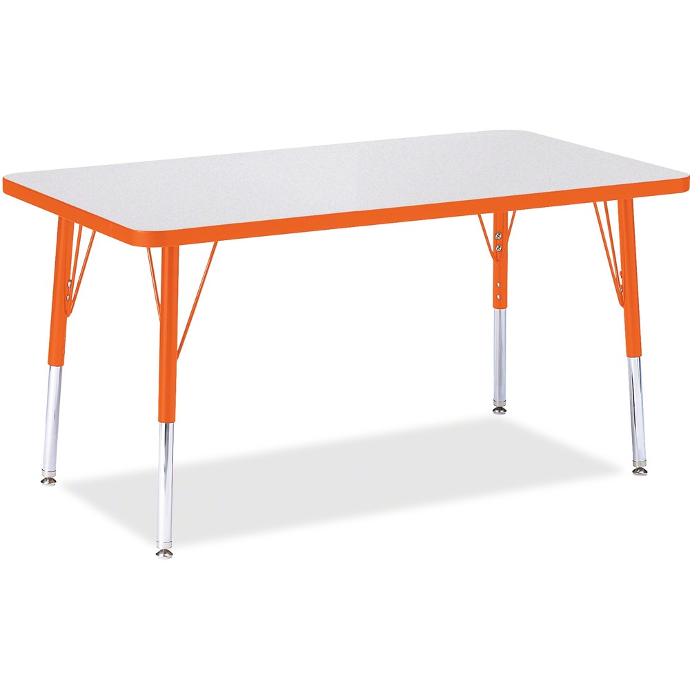JNT6478JCE114 - Let children safely work on their favorite arts and crafts on this rectangular activity table. Freckled gray laminate is durable and features an easy-to-clean surface. TRUEdge is permanently thermo-fused to the edges to prevent chipping. Extra-safe, dual-screw steel legs allow you to easily adjust the height of the table. Powder-coated, adjustable legs can be repositioned in 1" increments to provide maximum comfort for children. Leg guides reduce squeaks, prevent snags and eliminate rusting.