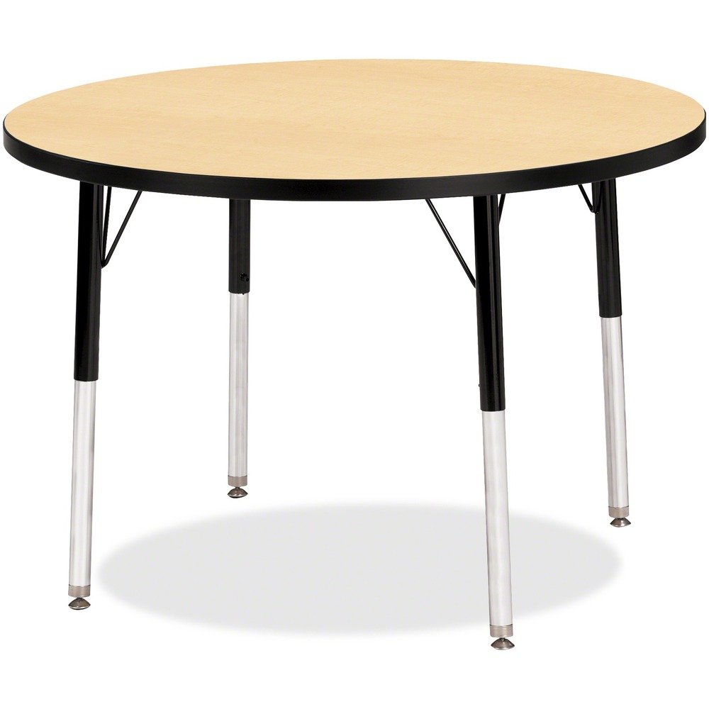 JNT6488JCA011 - Round activity table for adults is perfectly sized to let you work comfortably. Laminate is durable and features an easy-to-clean surface. TRUEdge is permanently thermo-fused to the edges to prevent chipping. Extra-safe, dual-screw steel legs allow you to easily adjust the height of the table. Powder-coated, adjustable legs can be repositioned in 1" increments to provide maximum comfort. Leg guides reduce squeaks, prevent snags and eliminate rusting.