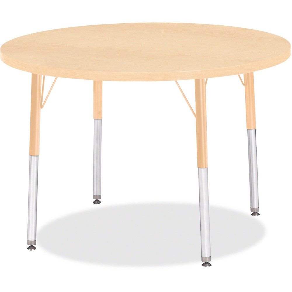 JNT6488JCA251 - Round activity table for adults is perfectly sized to let you work comfortably. Laminate is durable and features an easy-to-clean surface. TRUEdge is permanently thermo-fused to the edges to prevent chipping. Extra-safe, dual-screw steel legs allow you to easily adjust the height of the table. Powder-coated, adjustable legs can be repositioned in 1" increments to provide maximum comfort. Leg guides reduce squeaks, prevent snags and eliminate rusting.