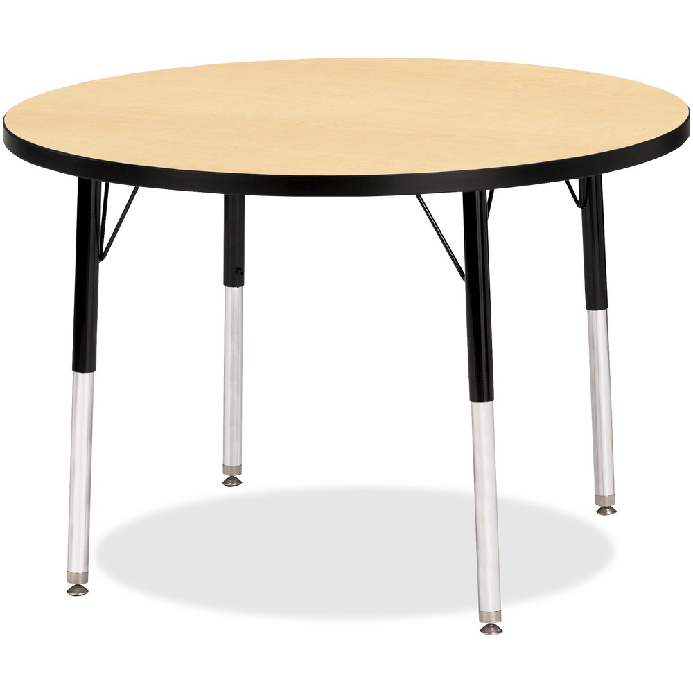 JNT6488JCE011 - Let children safely work on their favorite arts and crafts on this round activity table. Laminate is durable and features an easy-to-clean surface. TRUEdge is permanently thermo-fused to the edges to prevent chipping. Extra-safe, dual-screw steel legs allow you to easily adjust the height of the table. Powder-coated, adjustable legs can be repositioned in 1" increments to provide maximum comfort for children. Leg guides reduce squeaks, prevent snags and eliminate rusting.
