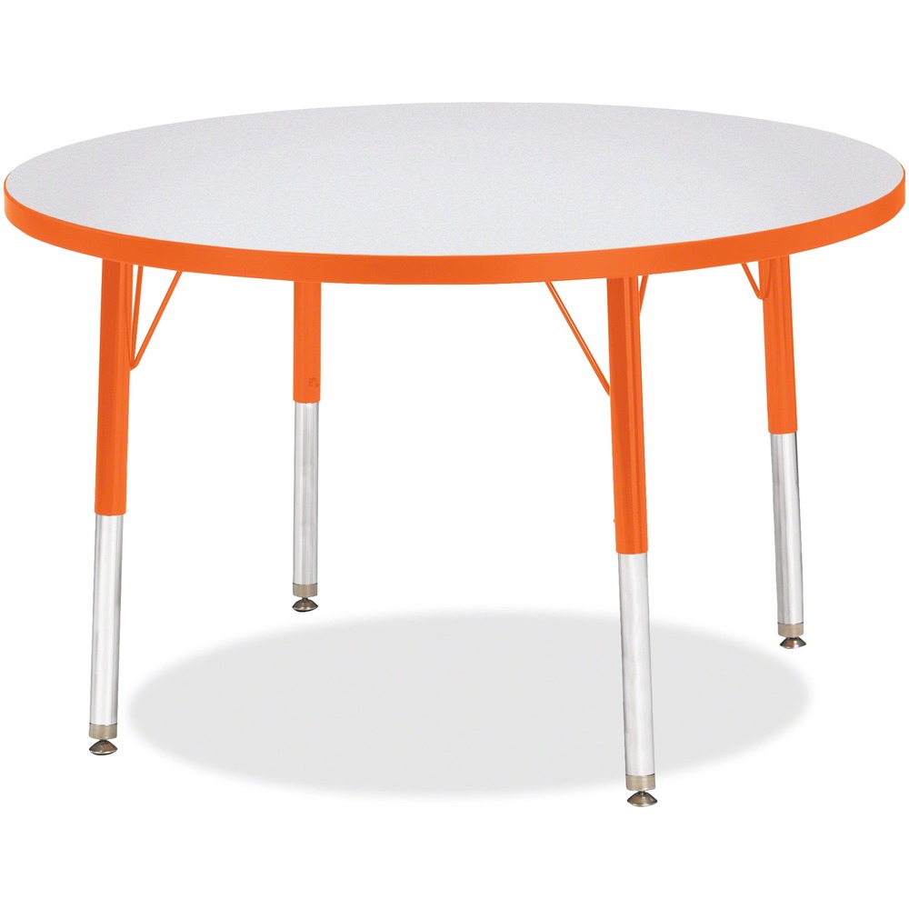 JNT6488JCE114 - Let children safely work on their favorite arts and crafts on this round activity table. Freckled gray laminate is durable and features an easy-to-clean surface. TRUEdge is permanently thermo-fused to the edges to prevent chipping. Extra-safe, dual-screw steel legs allow you to easily adjust the height of the table. Powder-coated, adjustable legs can be repositioned in 1" increments to provide maximum comfort for children. Leg guides reduce squeaks, prevent snags and eliminate rusting.