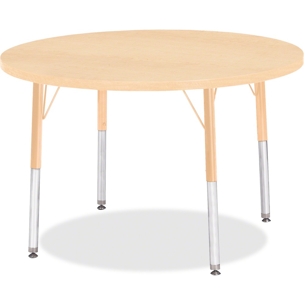 JNT6488JCE251 - Let children safely work on their favorite arts and crafts on this round activity table. Laminate is durable and features an easy-to-clean surface. TRUEdge is permanently thermo-fused to the edges to prevent chipping. Extra-safe, dual-screw steel legs allow you to easily adjust the height of the table. Powder-coated, adjustable legs can be repositioned in 1" increments to provide maximum comfort for children. Leg guides reduce squeaks, prevent snags and eliminate rusting.