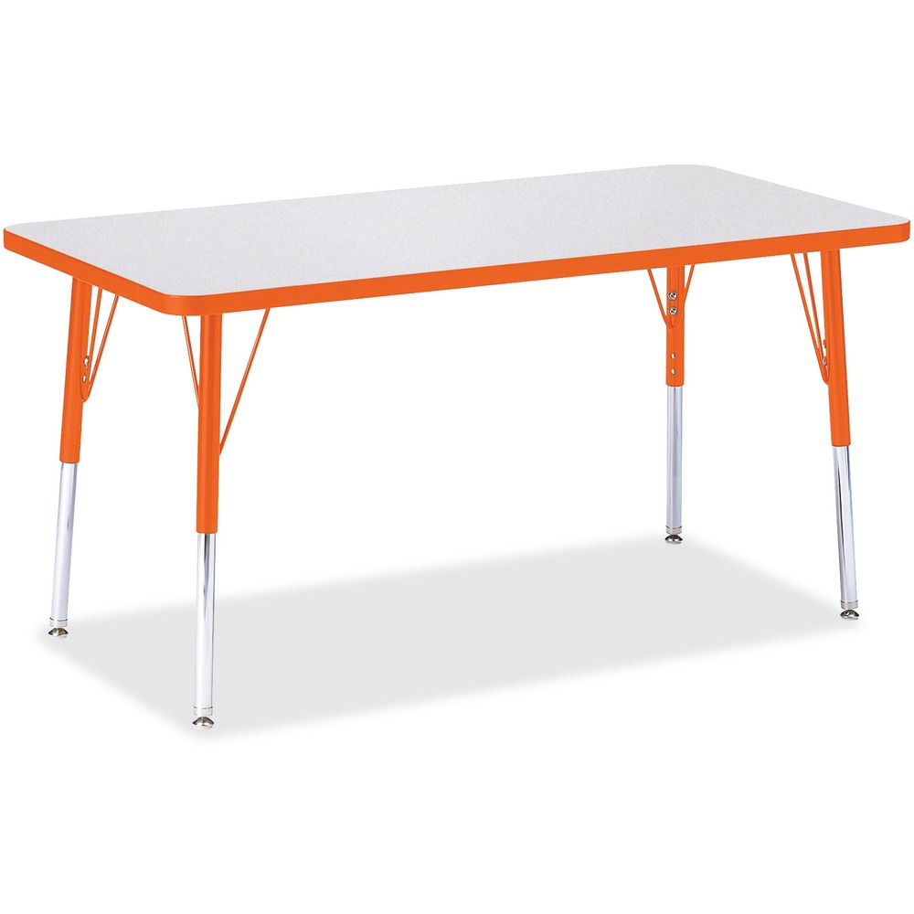 JNT6403JCA114 - Rectangular activity table for adults is perfectly sized to let you work comfortably. Laminate is durable and features an easy-to-clean surface. TRUEdge is permanently thermo-fused to the edges to prevent chipping. Extra-safe, dual-screw steel legs allow you to easily adjust the height of the table. Powder-coated, adjustable legs can be repositioned in 1" increments to provide maximum comfort. Leg guides reduce squeaks, prevent snags and eliminate rusting.