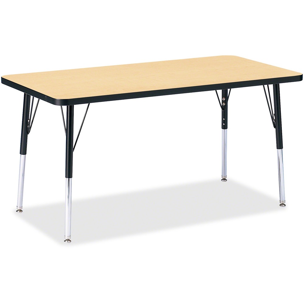 JNT6403JCA011 - Rectangular activity table for adults is perfectly sized to let you work comfortably. Laminate is durable and features an easy-to-clean surface. TRUEdge is permanently thermo-fused to the edges to prevent chipping. Extra-safe, dual-screw steel legs allow you to easily adjust the height of the table. Powder-coated, adjustable legs can be repositioned in 1" increments to provide maximum comfort. Leg guides reduce squeaks, prevent snags and eliminate rusting.