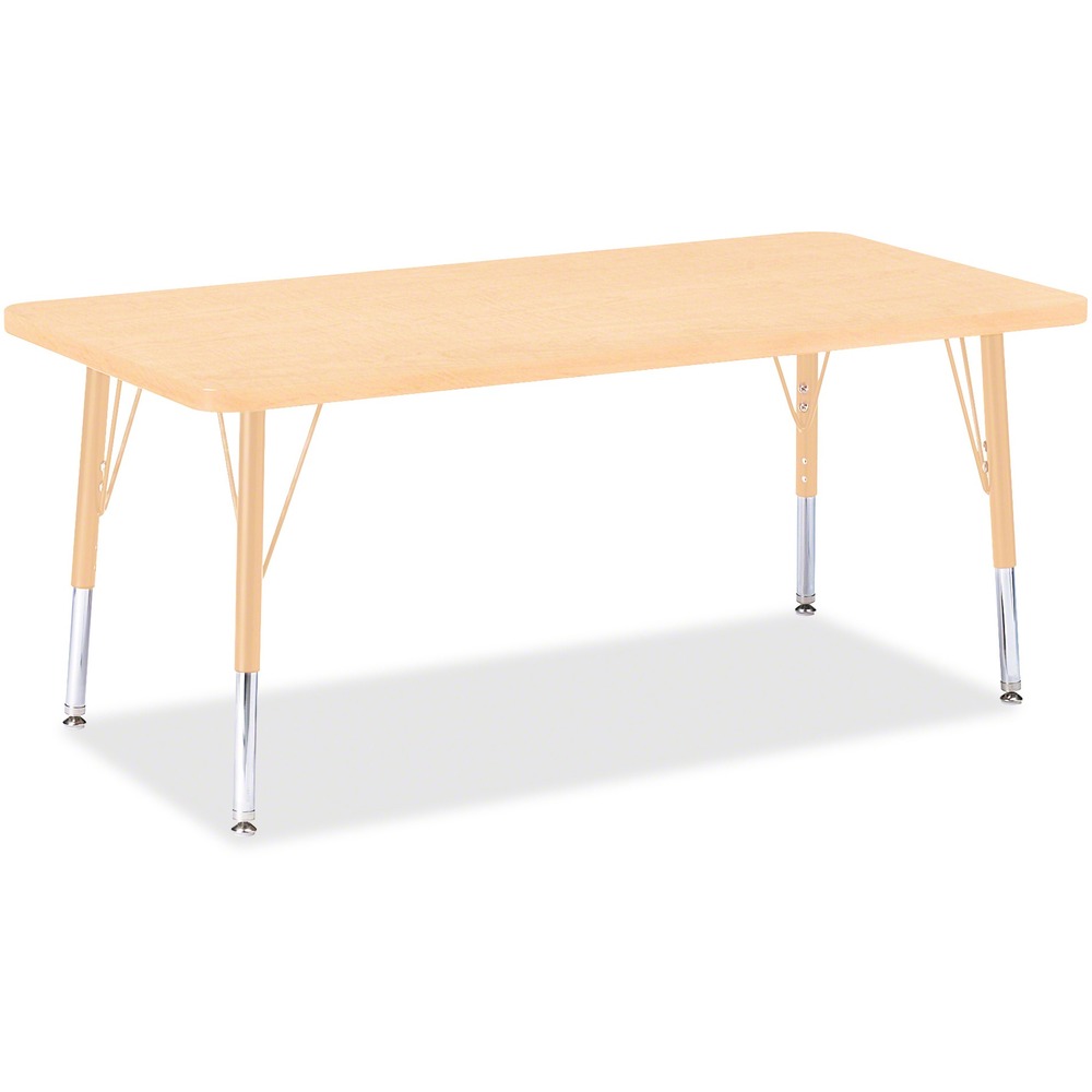 JNT6403JCA251 - Rectangular activity table for adults is perfectly sized to let you work comfortably. Laminate is durable and features an easy-to-clean surface. TRUEdge is permanently thermo-fused to the edges to prevent chipping. Extra-safe, dual-screw steel legs allow you to easily adjust the height of the table. Powder-coated, adjustable legs can be repositioned in 1" increments to provide maximum comfort. Leg guides reduce squeaks, prevent snags and eliminate rusting.