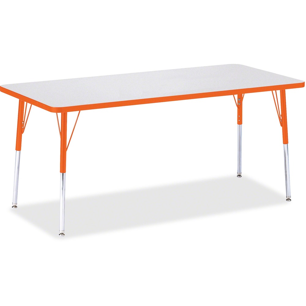 JNT6413JCA114 - Rectangular activity table for adults is perfectly sized to let you work comfortably. Laminate is durable and features an easy-to-clean surface. TRUEdge is permanently thermo-fused to the edges to prevent chipping. Extra-safe, dual-screw steel legs allow you to easily adjust the height of the table. Powder-coated, adjustable legs can be repositioned in 1" increments to provide maximum comfort. Leg guides reduce squeaks, prevent snags and eliminate rusting.
