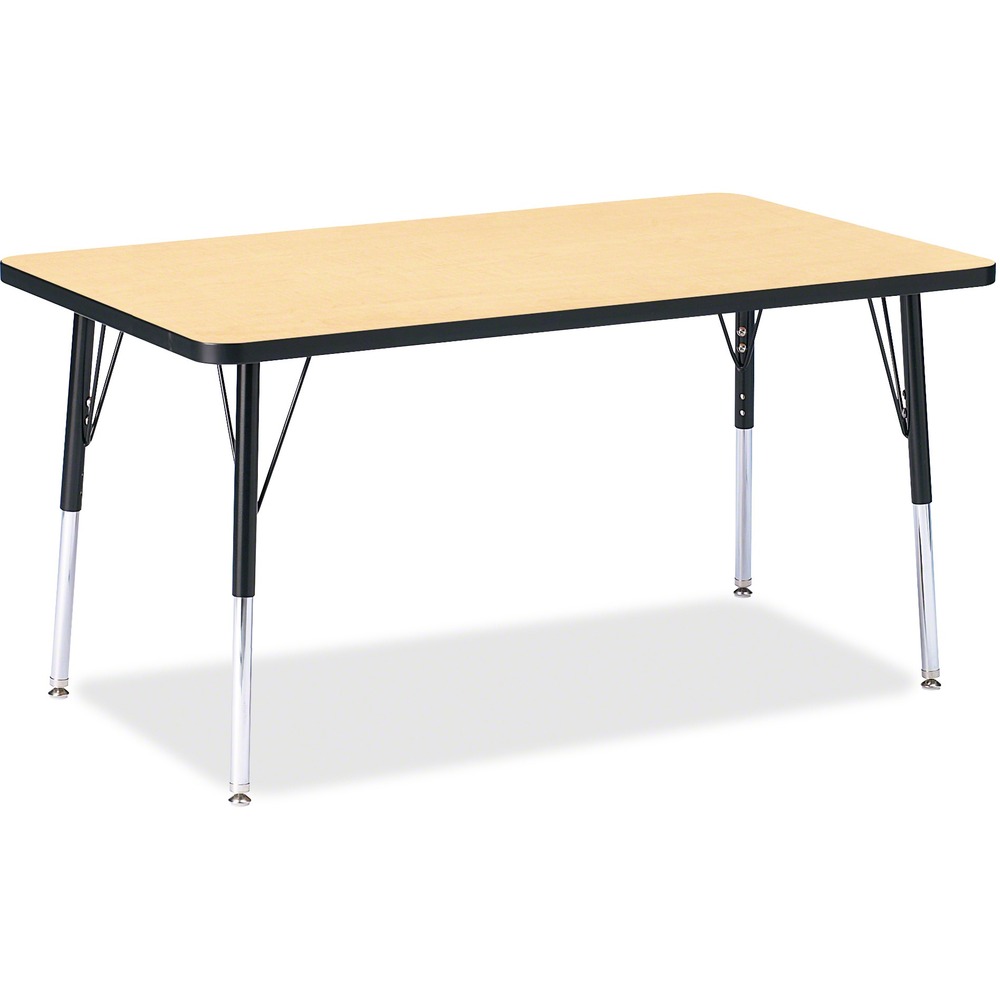 JNT6473JCA011 - Rectangular activity table for adults is perfectly sized to let you work comfortably. Laminate is durable and features an easy-to-clean surface. TRUEdge is permanently thermo-fused to the edges to prevent chipping. Extra-safe, dual-screw steel legs allow you to easily adjust the height of the table. Powder-coated, adjustable legs can be repositioned in 1" increments to provide maximum comfort. Leg guides reduce squeaks, prevent snags and eliminate rusting.