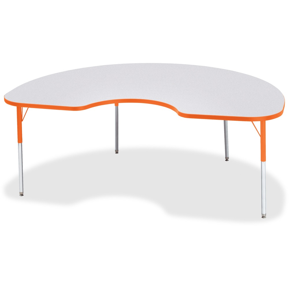 JNT6423JCA114 - Kidney-shaped activity table for adults is perfectly sized to let you work comfortably. Laminate is durable and features an easy-to-clean surface. TRUEdge is permanently thermo-fused to the edges to prevent chipping. Extra-safe, dual-screw steel legs allow you to easily adjust the height of the table. Powder-coated, adjustable legs can be repositioned in 1" increments to provide maximum comfort. Leg guides reduce squeaks, prevent snags and eliminate rusting.