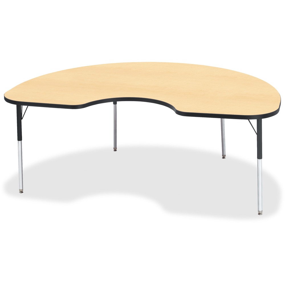 JNT6423JCA011 - Kidney-shaped activity table for adults is perfectly sized to let you work comfortably. Laminate is durable and features an easy-to-clean surface. TRUEdge is permanently thermo-fused to the edges to prevent chipping. Extra-safe, dual-screw steel legs allow you to easily adjust the height of the table. Powder-coated, adjustable legs can be repositioned in 1" increments to provide maximum comfort. Leg guides reduce squeaks, prevent snags and eliminate rusting.