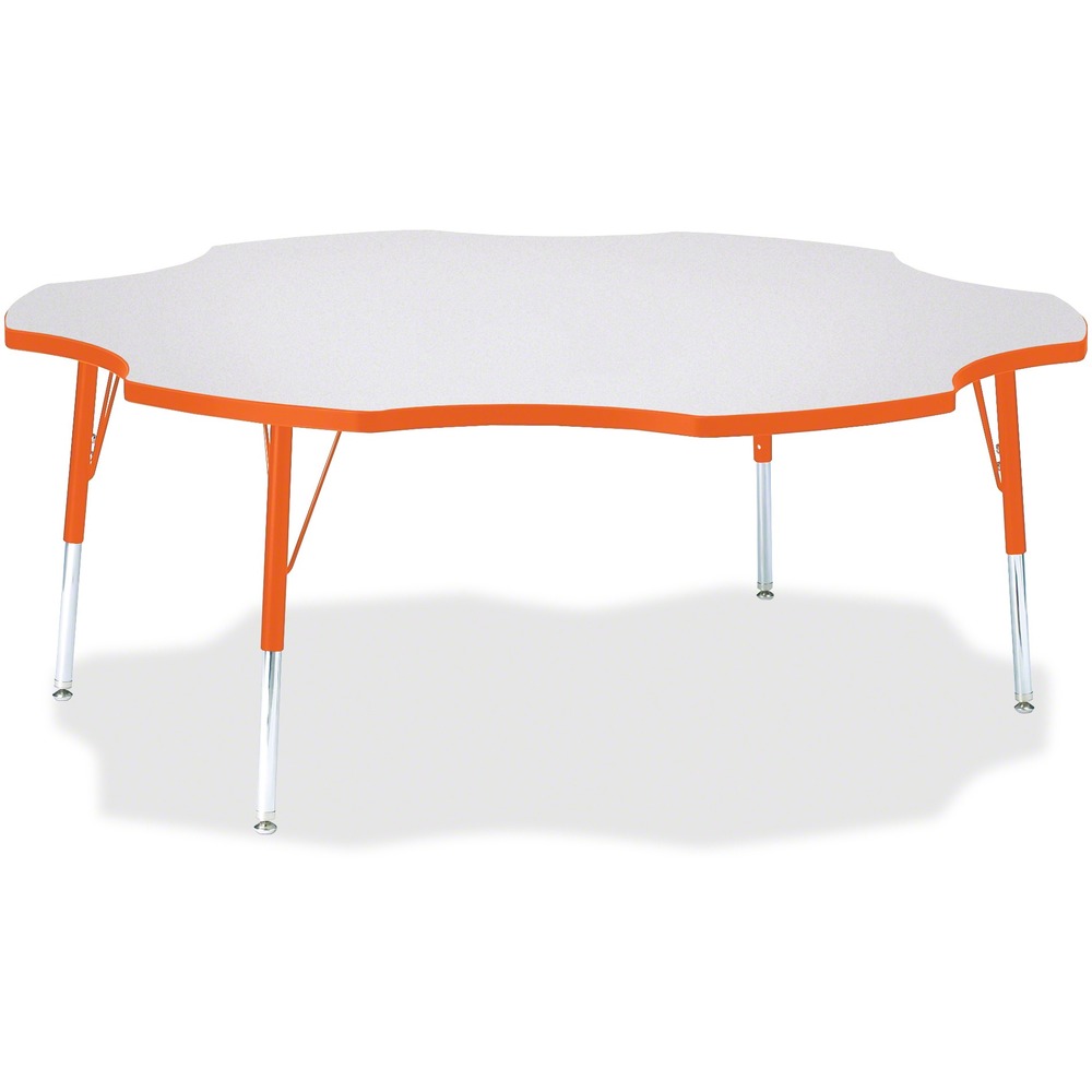 JNT6458JCE114 - This six-leaf activity table provides the perfect seating arrangement for up to six children. Durable laminate features an easy-to-clean surface. TRUEdge is permanently thermo-fused to the edges to prevent chipping. Extra-safe, dual-screw steel legs allow you to easily adjust the height of the table. Powder-coated, adjustable legs can be repositioned in 1" increments to provide maximum comfort for children. Leg guides reduce squeaks, prevent snags and eliminate rusting.