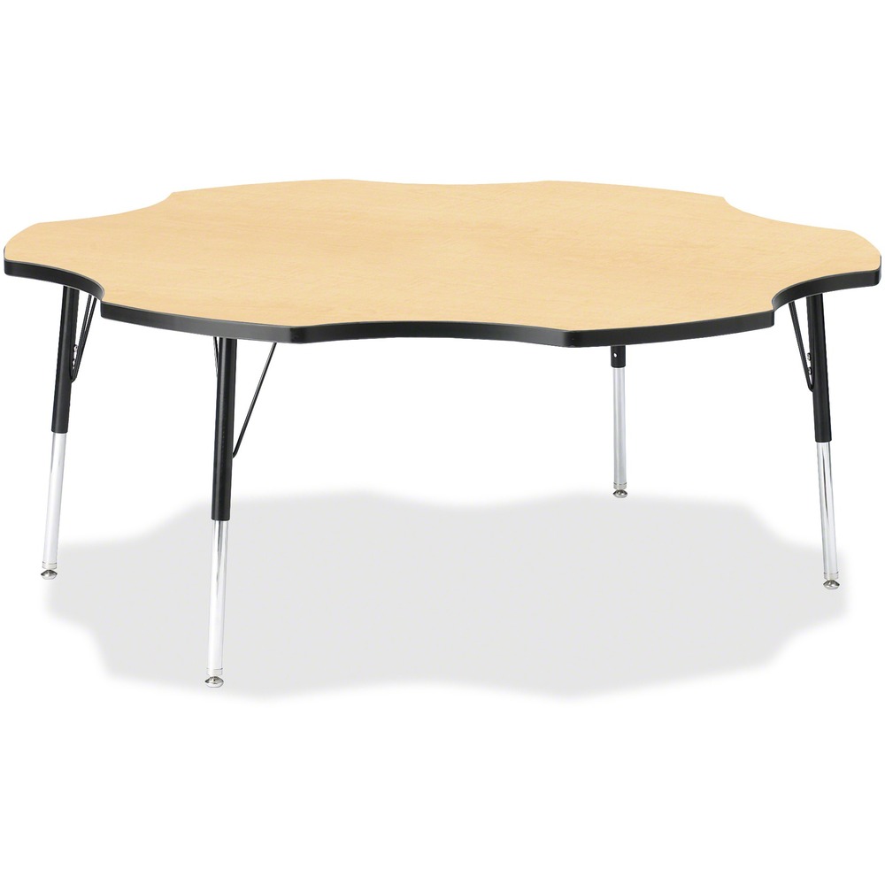 JNT6458JCA011 - This six-leaf activity table provides the perfect seating arrangement for up to six adults. Durable laminate features an easy-to-clean surface. TRUEdge is permanently thermo-fused to the edges to prevent chipping. Extra-safe, dual-screw steel legs allow you to easily adjust the height of the table. Powder-coated, adjustable legs can be repositioned in 1" increments to provide maximum comfort. Leg guides reduce squeaks, prevent snags and eliminate rusting.