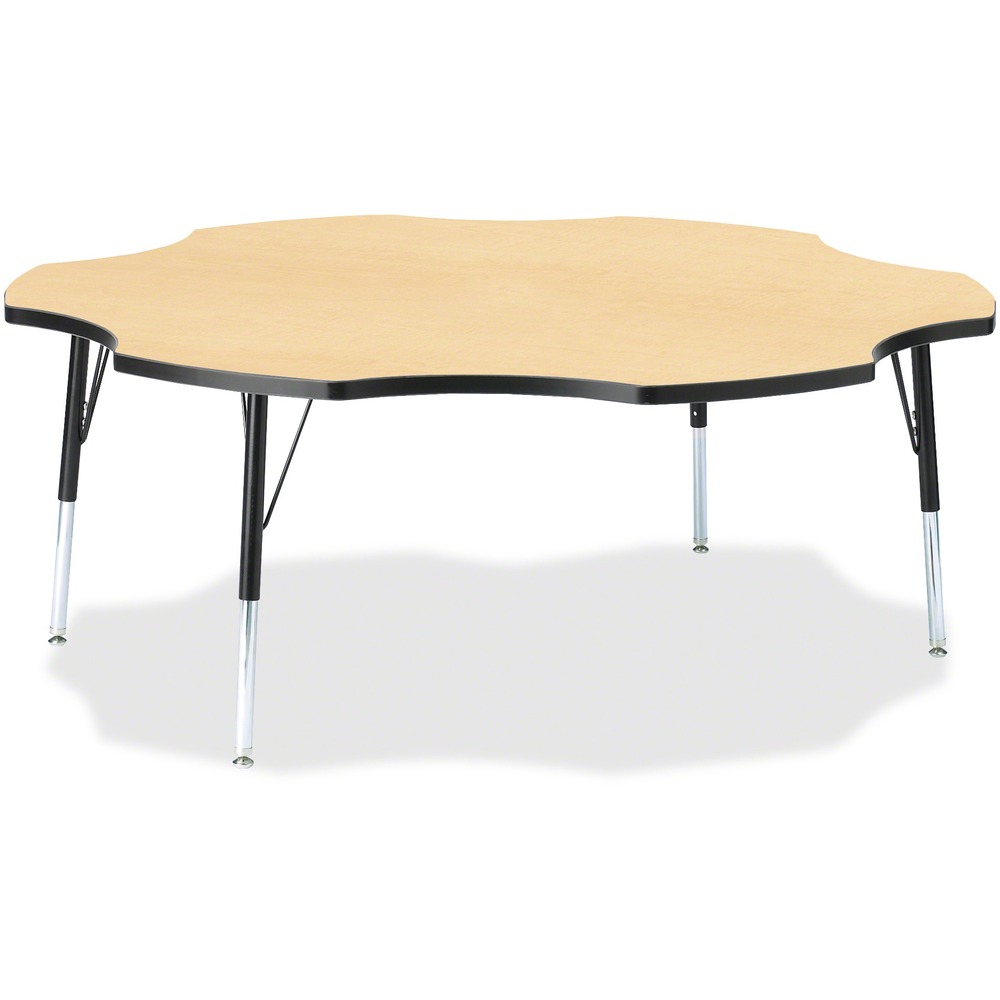 JNT6458JCE011 - This six-leaf activity table provides the perfect seating arrangement for up to six children. Durable laminate features an easy-to-clean surface. TRUEdge is permanently thermo-fused to the edges to prevent chipping. Extra-safe, dual-screw steel legs allow you to easily adjust the height of the table. Powder-coated, adjustable legs can be repositioned in 1" increments to provide maximum comfort for children. Leg guides reduce squeaks, prevent snags and eliminate rusting.