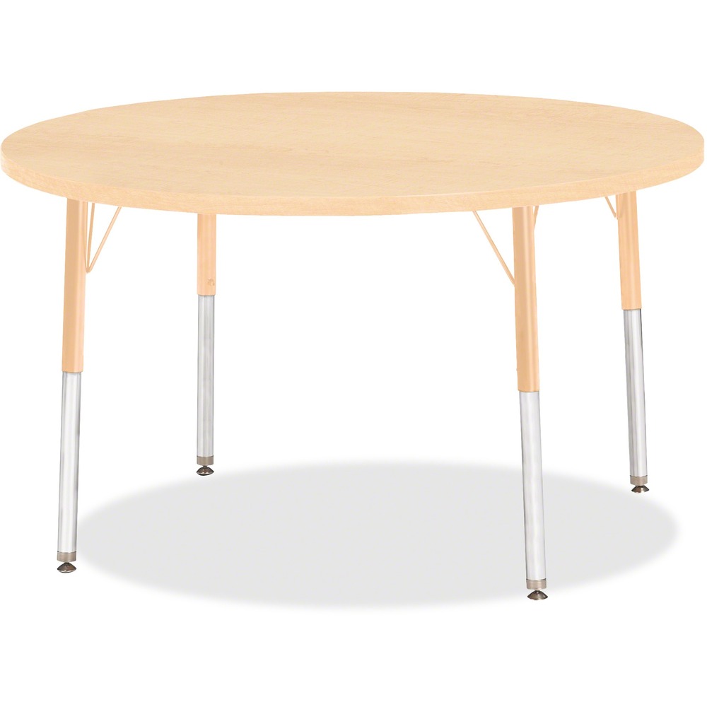 JNT6468JCE251 - Let children safely work on their favorite arts and crafts on this round activity table. Laminate is durable and features an easy-to-clean surface. TRUEdge is permanently thermo-fused to the edges to prevent chipping. Extra-safe, dual-screw steel legs allow you to easily adjust the height of the table. Powder-coated, adjustable legs can be repositioned in 1" increments to provide maximum comfort for children. Leg guides reduce squeaks, prevent snags and eliminate rusting.