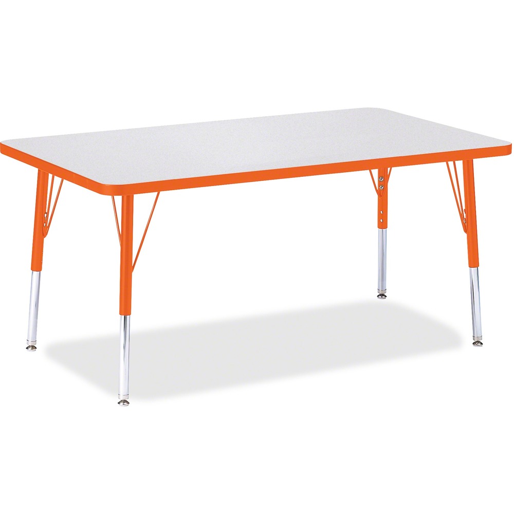 JNT6473JCE114 - Let children safely work on their favorite arts and crafts on this rectangular activity table. Freckled gray laminate is durable and features an easy-to-clean surface. TRUEdge is permanently thermo-fused to the edges to prevent chipping. Extra-safe, dual-screw steel legs allow you to easily adjust the height of the table. Powder-coated, adjustable legs can be repositioned in 1" increments to provide maximum comfort for children. Leg guides reduce squeaks, prevent snags and eliminate rusting.