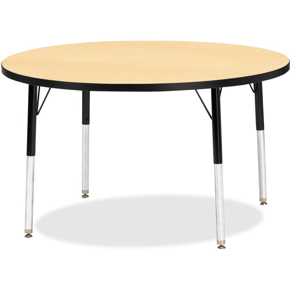JNT6468JCE011 - Let children safely work on their favorite arts and crafts on this round activity table. Laminate is durable and features an easy-to-clean surface. TRUEdge is permanently thermo-fused to the edges to prevent them from chipping. Extra-safe, dual-screw steel legs allow you to easily adjust the height of the table. Powder-coated, adjustable legs can be repositioned in 1" increments to provide maximum comfort for children. Leg guides reduce squeaks, prevent snags and eliminate rusting.