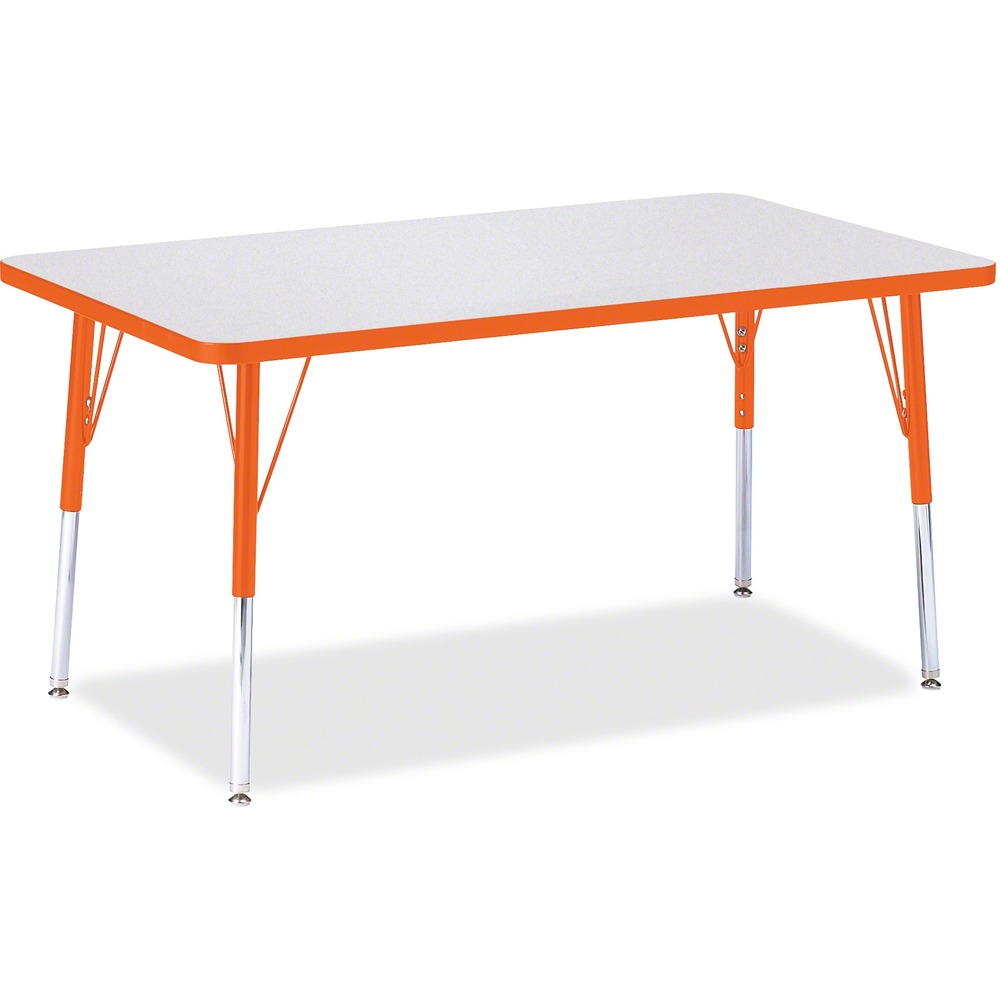 JNT6473JCA114 - Rectangular activity table for adults is perfectly sized to let you work comfortably. Laminate is durable and features an easy-to-clean surface. TRUEdge is permanently thermo-fused to the edges to prevent chipping. Extra-safe, dual-screw steel legs allow you to easily adjust the height of the table. Powder-coated, adjustable legs can be repositioned in 1" increments to provide maximum comfort. Leg guides reduce squeaks, prevent snags and eliminate rusting.