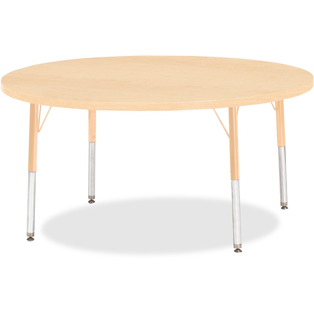 JNT6433JCE251 - Let children safely work on their favorite arts and crafts on this round activity table. Laminate is durable and features an easy-to-clean surface. TRUEdge is permanently thermo-fused to the edges to prevent chipping. Extra-safe, dual-screw steel legs allow you to easily adjust the height of the table. Powder-coated, adjustable legs can be repositioned in 1" increments to provide maximum comfort for children. Leg guides reduce squeaks, prevent snags and eliminate rusting.