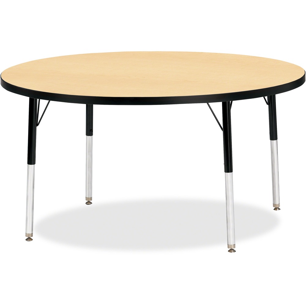 JNT6433JCA011 - Round activity table for adults is perfectly sized to let you work comfortably. Laminate is durable and features an easy-to-clean surface. TRUEdge is permanently thermo-fused to the edges to prevent chipping. Extra-safe, dual-screw steel legs allow you to easily adjust the height of the table. Powder-coated, adjustable legs can be repositioned in 1" increments to provide maximum comfort. Leg guides reduce squeaks, prevent snags and eliminate rusting.