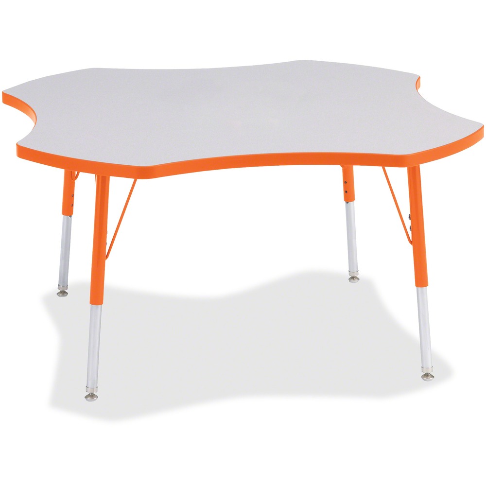 JNT6453JCA114 - This four-leaf activity table provides the perfect seating arrangement for up to four adults. Durable laminate features an easy-to-clean surface. TRUEdge is permanently thermo-fused to the edges to prevent chipping. Extra-safe, dual-screw steel legs allow you to easily adjust the height of the table. Powder-coated, adjustable legs can be repositioned in 1" increments to provide maximum comfort. Leg guides reduce squeaks, prevent snags and eliminate rusting.